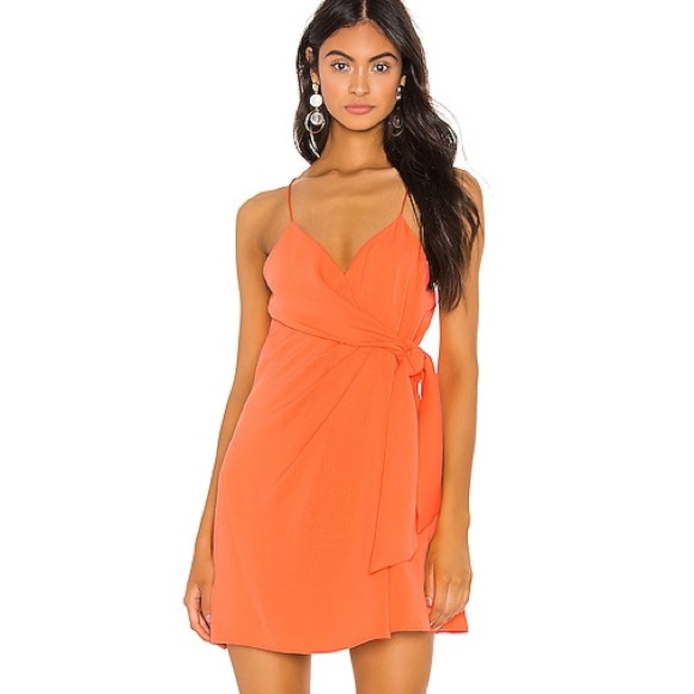 [alice + olivia] Katie Tie Wrap Mini Dress